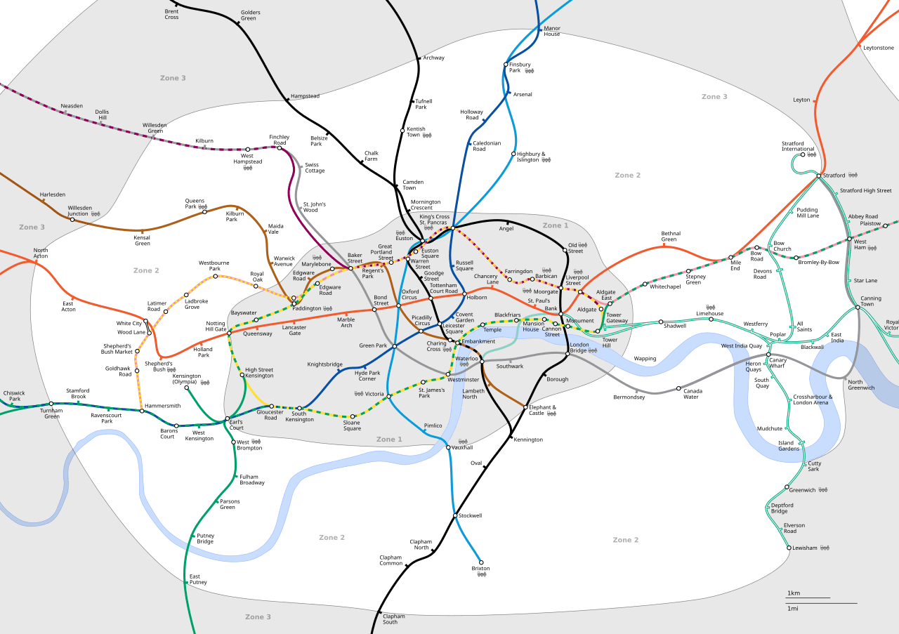 London public transport fare zone 2 geographic map